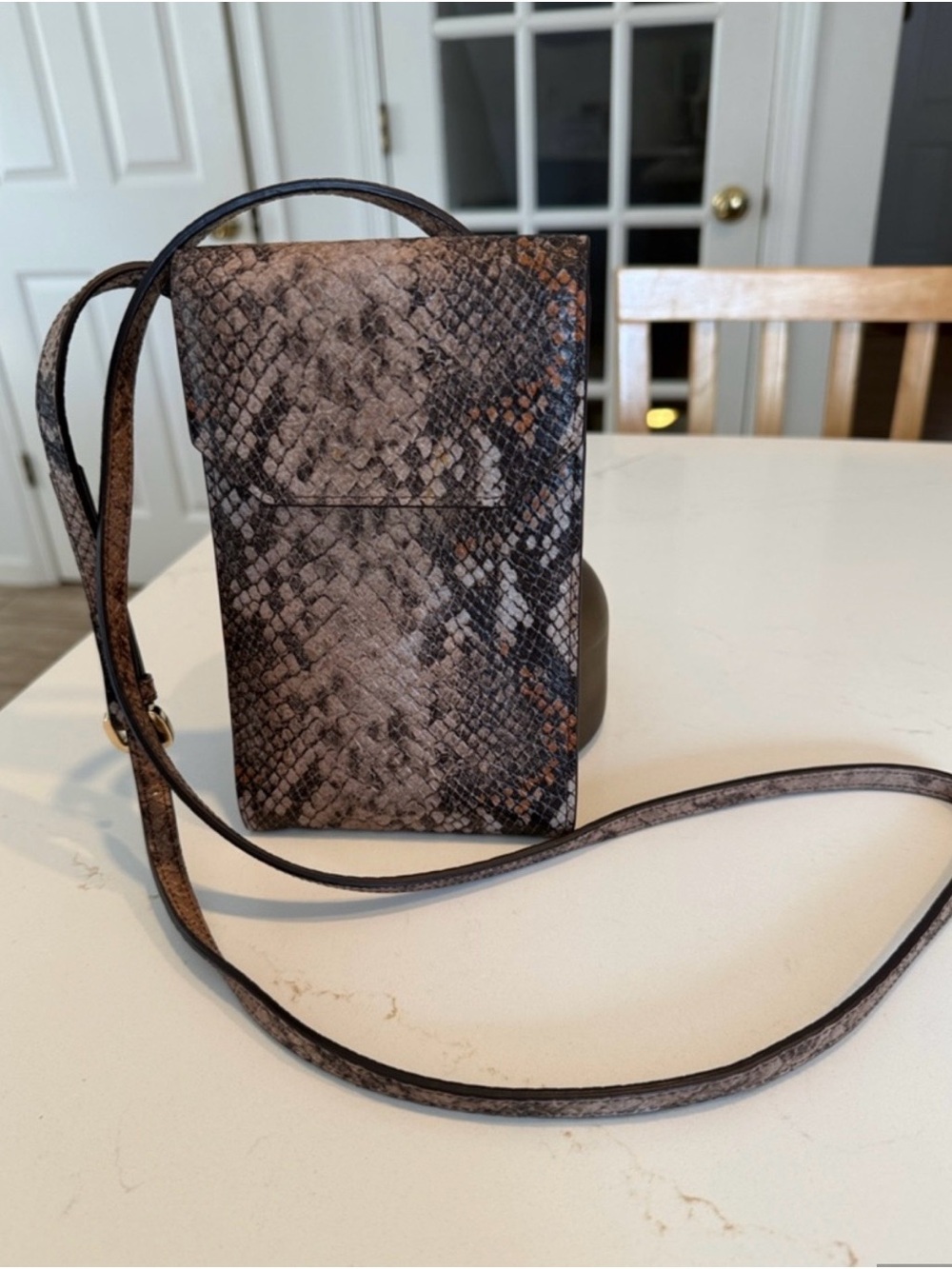 Nordstrom Snake-Print Crossbody Bag in Brown and Black
